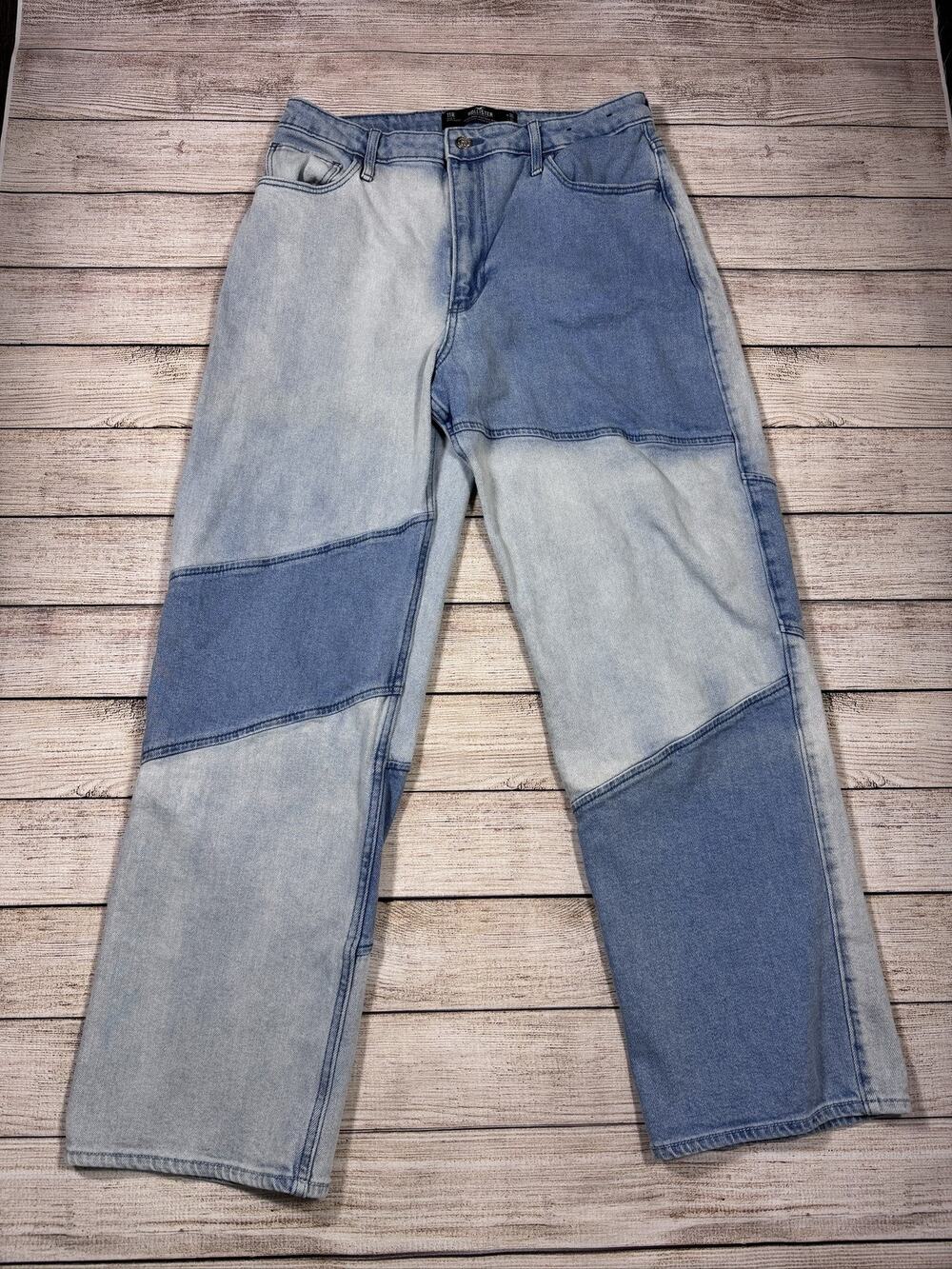Hollister Ultra High-Rise Dad Jean Women's 30 W Patchwork Light Blue Short